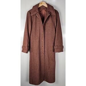Tweed dark mauve over coat size S/M long NO Tags SEE MEASUREMENTS